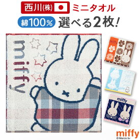 ミッフィー ミニタオル 25×25cm 2枚セット ディック ブルーナ ミニタオルハンカチ 西川 日本製 リビング 東京西川 西川産業 ハンドタオル ハンカチタオル