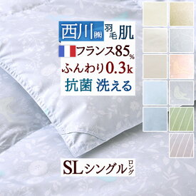 クリアランス★15％OFFクーポン 肌掛け布団 羽毛布団 夏用 羽毛肌掛け布団 ダウンケット 西川 シングル 夏 洗えるフランス産ホワイトダウン85％ 0.3kg 羽毛ふとん 抗菌 羽毛肌布団 シングルロングサイズ 丸洗い ウォッシャブル