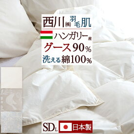 SS★10％引＆最大5,000円引クーポン 羽毛肌掛け布団 ダウンケット セミダブル グース 西川 夏用 洗える 東京西川 羽毛布団 側生地 綿100% ハンガリー産グースダウン90% ふんわり0.35kg 日本製 西川リビング 羽毛肌布団 ウォッシャブル 薄手 薄い