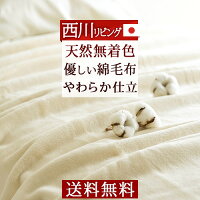 特別P10倍★2/9 7:59迄 綿毛布 シングル 日本製 送料無料 西川 無着色 綿毛布 西川リビング ブランケット パイル 綿100% 毛布 洗える コットンケット