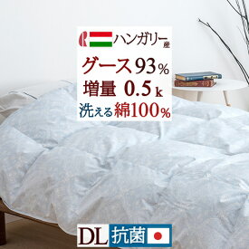 夏!早得★最大5,000円クーポン 羽毛肌掛け布団 ダブル ダウンケット グース93% 増量0.5kg 洗える 綿100% 生地 日本製 羽毛布団 夏用 ハンガリー産グースダウン ロマンス小杉 抗菌 花粉 防ダニ 肌ふとん 羽毛ふとん ウォッシャブル 丸洗い