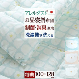 マラソン★最大5,000円クーポン [プレゼント付] お昼寝布団 日本製 掛布団 100×128cm 制菌 消臭 抗カビ 洗える お昼寝掛け布団 ダクロン(R) 中わた使用 アレルダスト(R) 幼稚園・保育園