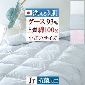 夏!早得★最大5,000円クーポン 羽毛肌掛け布団 グース 小さい 子供用 介護用 ダウンケット 夏用 日本製 洗える ウォッシャブル 綿100% ホワイトグースダウン93％ 0.25kg 抗菌 羽毛布団 薄手 薄い 肌掛けふとん 羽毛肌布団 シングルロングサ