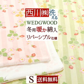 マラソン★P10＆最大5,000円クーポン 毛布 シングル 西川 ポリエステル100％ ウェッジウッド ワイルドストロベリー リバーシブル あったか ウエッジウッド WEDGWOOD 東京西川 西川産業 洗える 綿入り毛布 厚手 シングルサイズ