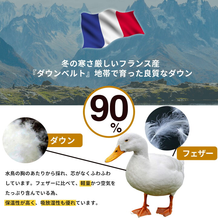 楽天市場】羽毛布団 シングル フランス産 ホワイトダックダウン90% 1.3 