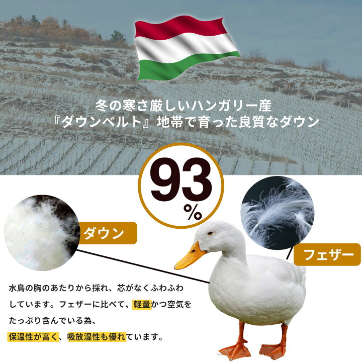 楽天市場】羽毛布団 シングル ハンガリー産 ホワイトグースダウン93 
