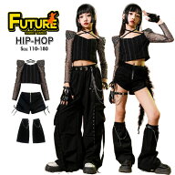 キッズダンス衣装 黒 へそ出し トップス メッシュ k-pop 衣装 セットアップ ヒップホップ トップス 長袖 …