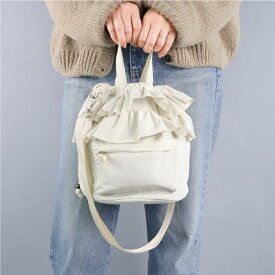 【最安2990円~◆クーポン使用で】 ショルダーバッグ 巾着 巾着バッグ ショルダー フリル 巾着ショルダーバッグ 巾着ショルダー ペットボトル収納 斜め掛け おしゃれ トレンド カジュアル デイリー 撥水 コード編み