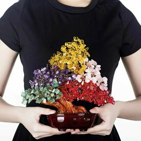 【期間限定DEALポイントバック15％】 風水 カラフル 5色 招財樹 金のなる木 風水アイテム 金運アップ 財運 金運 置物 健康 仕事 開運グッズ 開運アイテム 開運 オフィス 会社 自宅 玄関 家庭 華やか 商売繁盛 幸運 開運 富 石 スピリチュアル インテリア