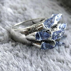 【期間限定DEALポイントバック15％】【普通郵便発送】 【在庫限り】 リング 尖りクリスタル ガラス 指輪 アクセサリー ヒップホップ ジュエリー ジュエル jewel レゲエ クラブCLUB メンズ 男女兼用 ブルー HIPHOP ヒップホップ系 ストリート系 B系 ギラギラ