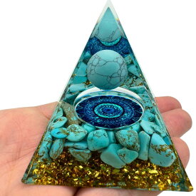 【在庫限り】【期間限定DEALポイントバック15％】 オルゴナイト 蒼海の息吹 6cm 水色 ストーン チャクラ 幸運 パワー 石 有機物 無機物 ピラミッド 三角 三角形 樹脂 パワ−ストーン 癒し 浄化 置物 パワースポット マイナスイオン スピリチュアル 健康 開運 浄化 癒し