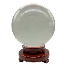 【期間限定DEALポイントバック15％】【訳あり】【小キズあり】 水晶球 特大 クリスタル 20cm 透明 木製 台座付き 運気急上昇 占い 占い師 風水グッズ 風水 人工 溶錬 水晶玉 置物 開運祈願 金運祈願 玄関 開運 クリア 透明 インテリア 祈願 パワースポット 運気