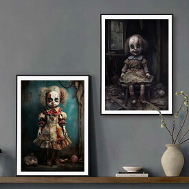 【在庫限り】ポスター ハロウィン オシャレ 人形 少女 可愛い ホラー シンプル ベッドルーム リビング お洒落 リメイク リフォーム シート 家具 壁 インテリア パーティー 寝室 リビング 飾り付け 装飾 プリント パーティー イベント 贈物