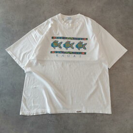 【中古】クレイジーシャツ Tシャツ アニマル 魚 古着 90s USA製 XL 白 ユーズド USED 中古 レトロ メンズ レディース 一点物 アメカジ 古着