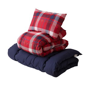 ナイスデイ 布団セット ほこりが出にくい ふとん 4点 セット (掛布団 敷布団 枕 収納ケース) セミダブル タータンチェックレッド 洗える (掛け布団 まくらのみ) 700002C8