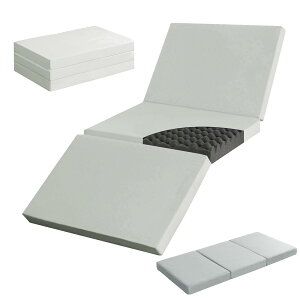 Housecover マットレス シングル 極厚 10cm 三つ折り 高反発マットレス 硬め190N 折り畳み ベッドマット 凹凸加工 体圧分散 程よい硬さ 竹炭消臭 敷き布団 ピーチスキンカバー 洗えるカバー オー