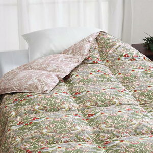 ロマンス小杉 羽毛 肌掛けふとん ダブルロング ピンク V&A いちご泥棒 ウォッシャブル