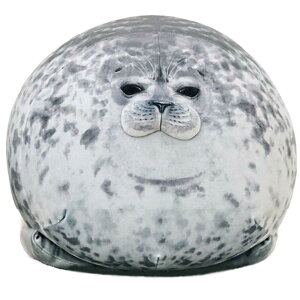 EU SOU アザラシ 抱き枕 クッション ぬいぐるみ リアル 動物 ふわふわ もちもち 添い寝枕 昼寝枕 (40cm, グレー)