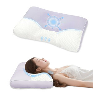 COZYNOVA枕 二層構造まくら 安眠枕 【 首肩フィット 通気性に優れ 頭・首・肩を自然にサポート 体圧分散】首が痛くならない 深い眠り枕 横向き寝 仰向け寝 洗える枕 pillow ホワイト × むらさき