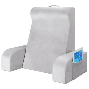 Azamia クッション 背もたれ 高反発 読書用クッション せもたれ 軽量ベッドの上 読書枕 肘付きレストクッション テレビ枕 腰枕 背中クッション ソファ用枕 持ち運び便利 カバー洗える ソファ