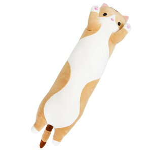 彩耀堂 【製品書付き】 ねこちゃん抱き枕 ねこ縫い包み ふわふわ もこもこ 柔らかい クッション ぬいぐるみ 添い寝 かわいい 洗える (ベージュ 90cm)