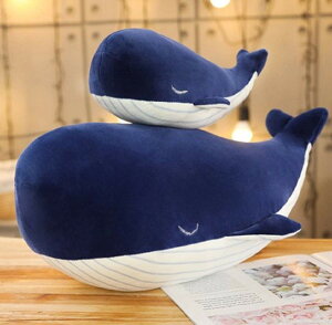 くじらの親子 抱き枕 居眠りクジラの親子(親65cm、子25cm) ぬいぐるみ クジラの親子と一緒に心地よい夢を枕、抱き枕、腰当クッション、インテリア 4つの使い方が可能。