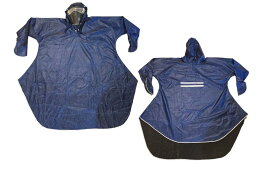 [Chaiclo] ポンチョ型 レインコート つば付き手袋一体型雨具 自転車 原付 フリーサイズ 男女兼用 オックスフォード素材 極厚 強雨対応 (ブルー)