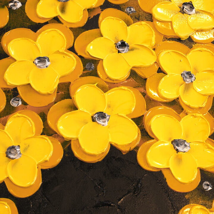 楽天市場 風水 運気が上がる絵 花瓶の花々 黄色 ゴールド 40角 送料無料 インテリア 玄関 リビング 壁掛け 金運 財運 健康運 おしゃれ飾る 新築祝い 引っ越し祝い 開店祝い 立体的 エントランス 店舗 結婚祝い 母の日 Ietome