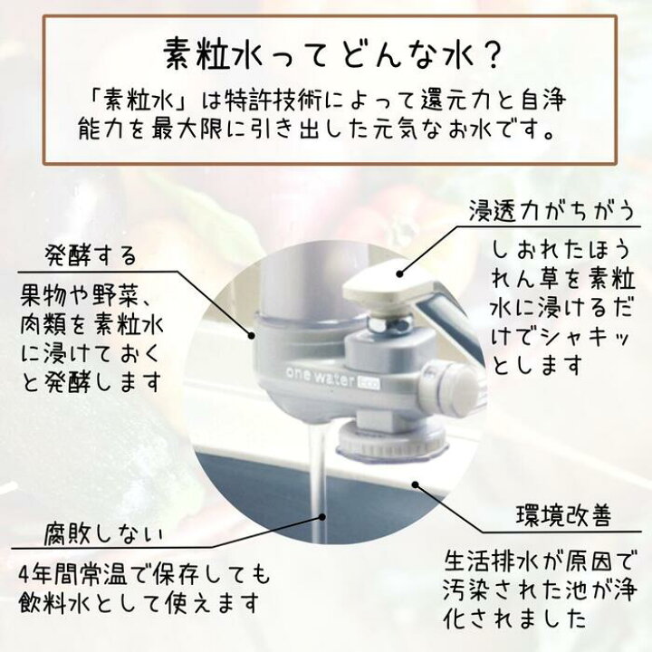 楽天市場】キッチン 浄水器 「 ワンウォーターECO 」 素粒水 