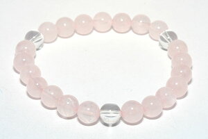 【送料無料】ローズクォーツ/水晶入り8mmブレスレット≪恋愛・愛情運アップ・美容・健康≫天然石/パワーストーン/風水グッズ/開運