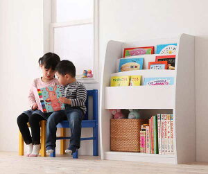 棚付絵本ラック 幅63cm 完成品 3段 ディスプレイ キッズ収納家具シリーズ【CREA- クレア-】