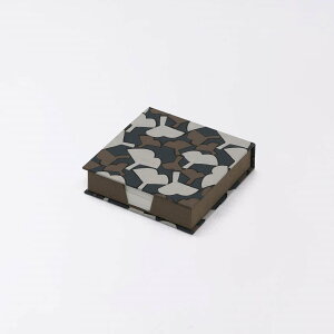 卓上メモ帳 銀杏柄 日本製 | 京都職人仕上げ 幸せの文様 手染め和紙 | 10cm イエロー (黄) グレー | 和風 ブロックメモ帳 正方形 オフィス デスク 仕事用 和柄 伝言メモ To Doリスト 買い物メモ |