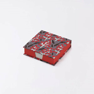 卓上メモ帳 南天柄 日本製 | 京都職人仕上げ 幸せの文様 手染め和紙 | 10cm レッド (赤) ブルー (青) | 和風 ブロックメモ帳 正方形 オフィス デスク 仕事用 和柄 伝言メモ To Doリスト 買い物メモ