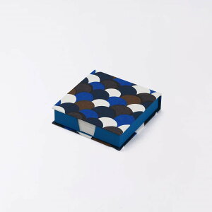 卓上メモ帳 青海波柄 日本製 | 京都職人仕上げ 幸せの文様 手染め和紙 | 10cm ブルー (青) ブラウン (茶) | 和風 ブロックメモ帳 正方形 オフィス デスク 仕事用 和柄 伝言メモ To Doリスト 買い物