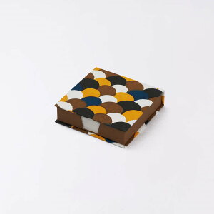 卓上メモ帳 青海波柄 日本製 | 京都職人仕上げ 幸せの文様 手染め和紙 | 10cm ブルー (青) ブラウン (茶) | 和風 ブロックメモ帳 正方形 オフィス デスク 仕事用 和柄 伝言メモ To Doリスト 買い物