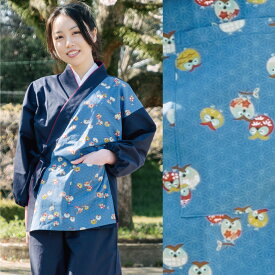 作務衣 レディース おしゃれ 片身替わり かわいい 猫柄 春夏向き 女性 さむえ 日本製 切り替え柄でおしゃれな婦人作務衣 部屋着 ルームウェア 作業着 誕生日 ギフト 母の日 プレゼント