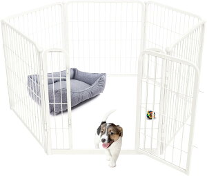 FXW Homeplus 犬サークル ペットサークル 中大型犬用 折り畳み式 ドッグサークル 折り/たたみサークル 犬ゲージ 室内外兼用ドッグフェンスフェンスゲート高さ60~120cm