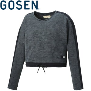 【3日間限定店内ポイント最大20倍(2025/10/30 00:00〜11/1 23:59迄)】 お買い得スペシャルプライス メール便送料無料 ゴーセン テニス レディース 裏起毛 ストレッチトレーナー ブラック杢 S W2061-3
