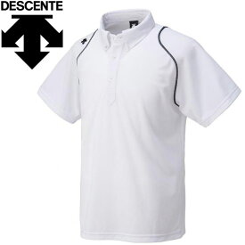 メール便送料無料 デサント DESCENTE ボタンダウンポロシャツ 半袖 メンズ DTM-4600B-WHT