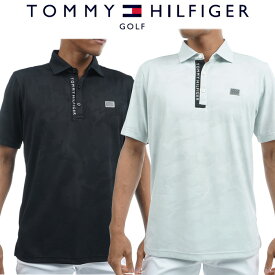 トミーヒルフィガー ゴルフ カモフラージュ メッシュジャガード 台衿付シャツ メンズ 春夏 ゴルフウェア THMA340