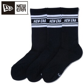 メール便送料無料 ニューエラ ソックス クルー 3ペア ライン ブラック 14518182