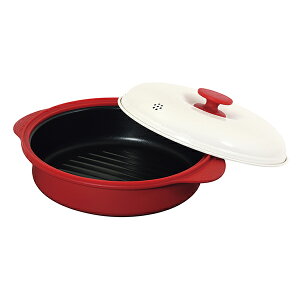 電子レンジ専用 調理器具 スピードクック 丸深型 HC-102 パール金属 | 焼き魚 魚焼き 焼き目 焼く 蒸す 煮る 炊く 茹でる 加熱 温め 煮込み アルミメッキ鋼板(内面/ふっ素樹脂塗膜加工 外面/シ