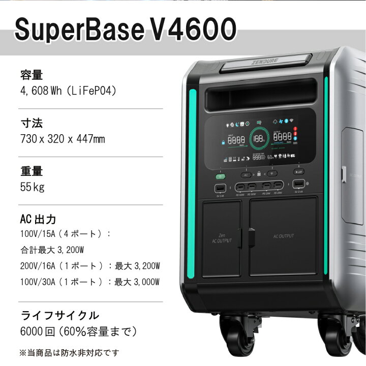 楽天市場】ZENDURE 蓄電システム 大容量 高出力 SperBase V 4600Wh 