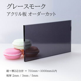 アクリル板 グレースモーク 板厚2mm 3mm 5mm 【 縦横2辺合計701mm〜1000mm以内 】 端面鏡面加工 面取り済み オーダーカット オーダー サイズ指定 シンプル 綺麗 フリーカット 法人 個人 DIY 補修 水はね 防止 パネル 仕切板 加工 プラモデル 図工 自由研究 アクリル グレー