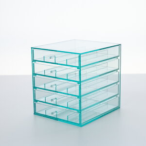 小物雑貨用仕切り引き出し 引き出し 刺繍糸 収納 雑貨 仕切り 幅14.8cm×奥行16.9cm×高さ16.8cm 卓上 ネイル 手芸 クラフト 店舗 ネイルサロン 陳列 展示 小物 仕分け 棚 トレー 5段 販促 透明感 シ