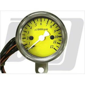 GUTS CHROME 48mm タコメーター 電気式 カラー 黄 4100-5013 メーカー在庫あり ガッツクローム タコメーター バイク EVO/ショベル