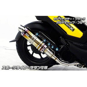 WirusWin ズーマーX用 アニバーサリーマフラー スポーツタイプ チタン仕様 ビレットステー ブラック ボルトキャップ ブルー オプション なし ウイルズウィン マフラー本体 バイク ズーマーX