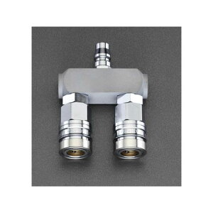 ESCO 2連 エアーカップリング(ワンプッシュ/ロックガード付) EA140DK-32 エスコ 作業場工具 バイク 車 自動車 自転車