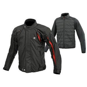 KOMINE 2024-2025秋冬モデル JK-5995 フルイヤーシステムジャケット セット(ブラック/レッド) サイズ 2XL ・07-5995 メーカー在庫あり コミネ ジャケット バイク
