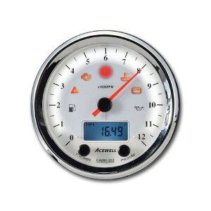 ACE WELL CA085-452 多機能デジタルメーター 9000rpm カラー ホワイトパネル CA085-452-W エースウェル スピードメーター バイク 汎用